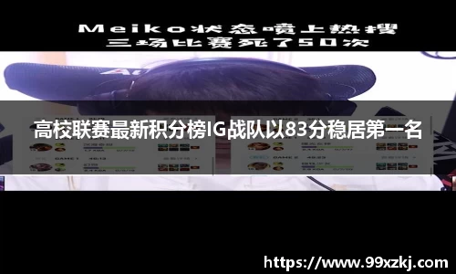 高校联赛最新积分榜IG战队以83分稳居第一名